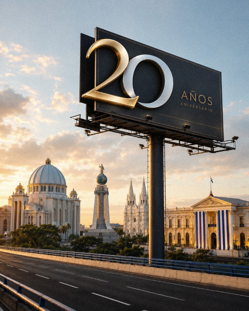 Billboard de Nietos Publicidad: 20 años de aniversario en San Salvador